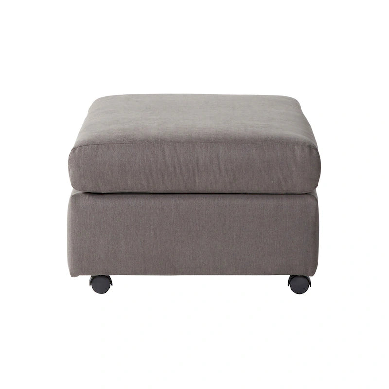 Sillón acurrucador de respaldo de almohada de gran tamaño en gris carbón/azul marino con otomana, para 1 o 2 personas