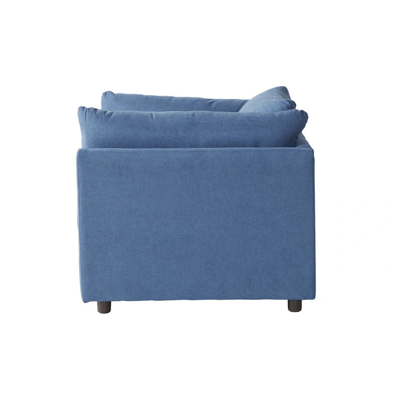 Sillón acurrucador de respaldo de almohada de gran tamaño en gris carbón/azul marino con otomana, para 1 o 2 personas