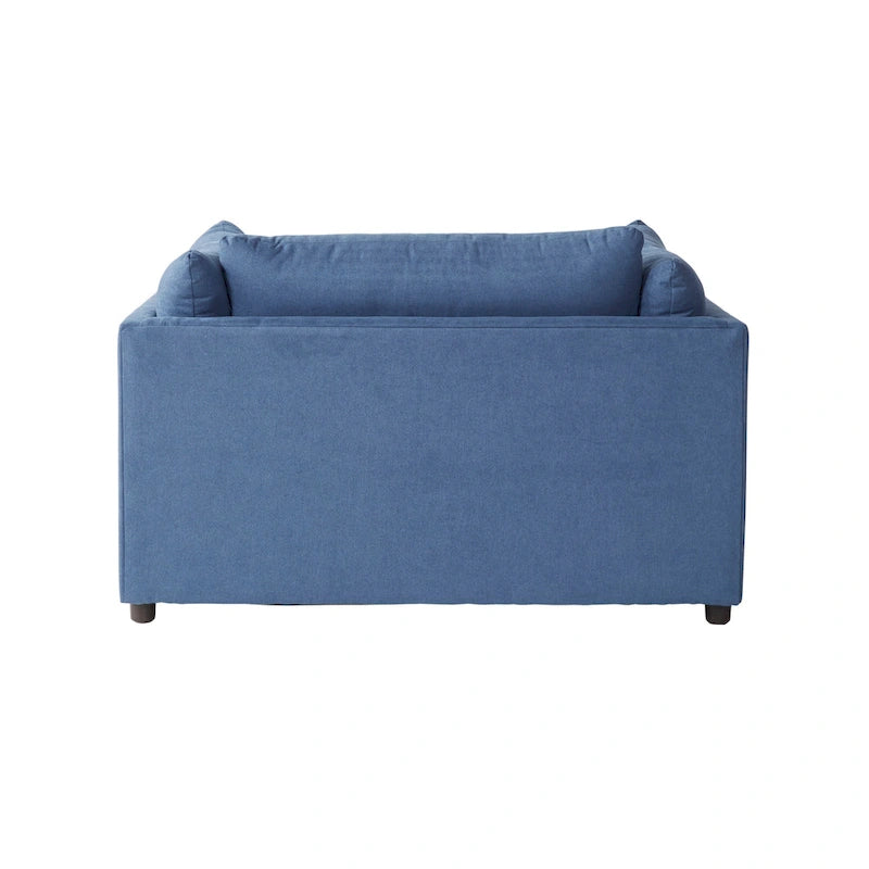 Sillón acurrucador de respaldo de almohada de gran tamaño en gris carbón/azul marino con otomana, para 1 o 2 personas