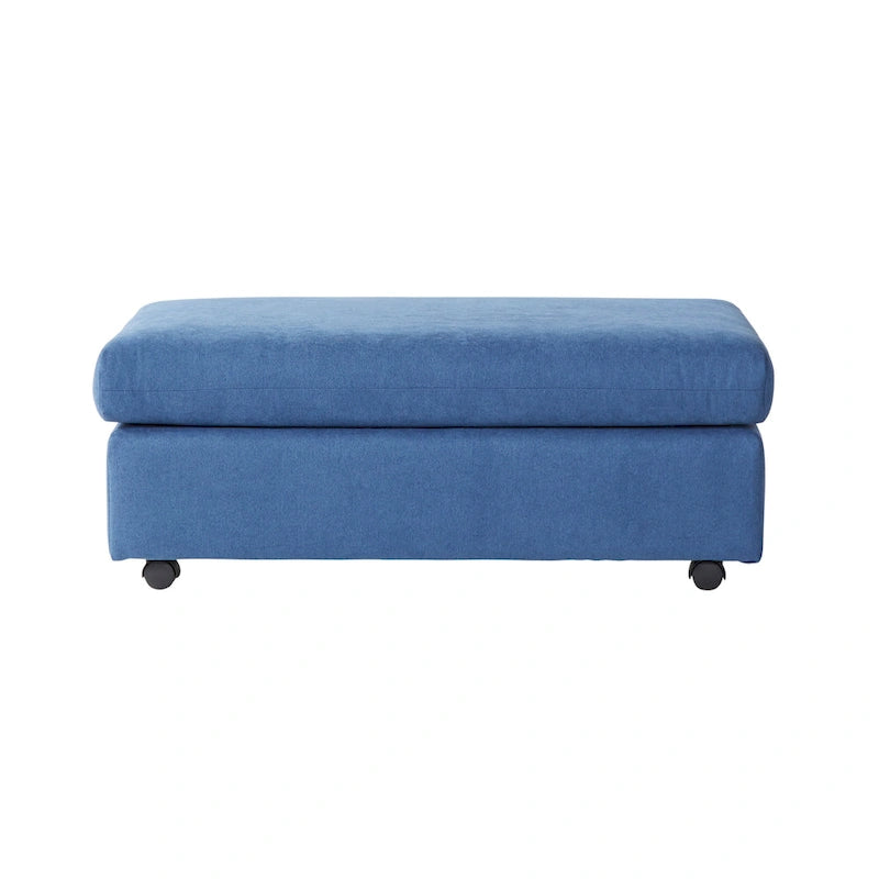 Sillón acurrucador de respaldo de almohada de gran tamaño en gris carbón/azul marino con otomana, para 1 o 2 personas