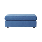 Sillón acurrucador de respaldo de almohada de gran tamaño en gris carbón/azul marino con otomana, para 1 o 2 personas
