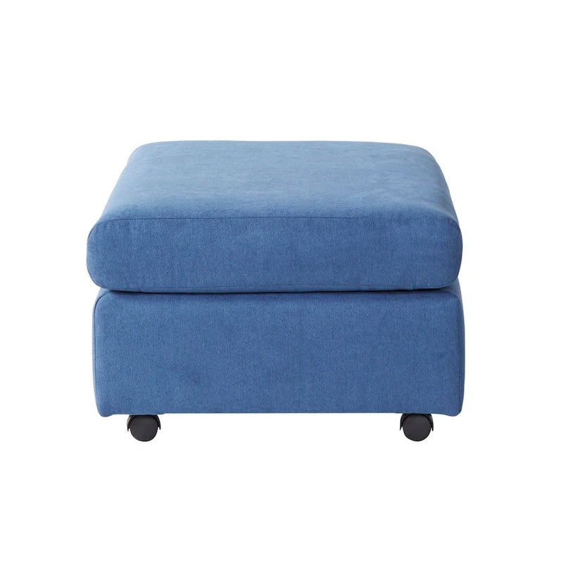Sillón acurrucador de respaldo de almohada de gran tamaño en gris carbón/azul marino con otomana, para 1 o 2 personas