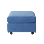 Sillón acurrucador de respaldo de almohada de gran tamaño en gris carbón/azul marino con otomana, para 1 o 2 personas