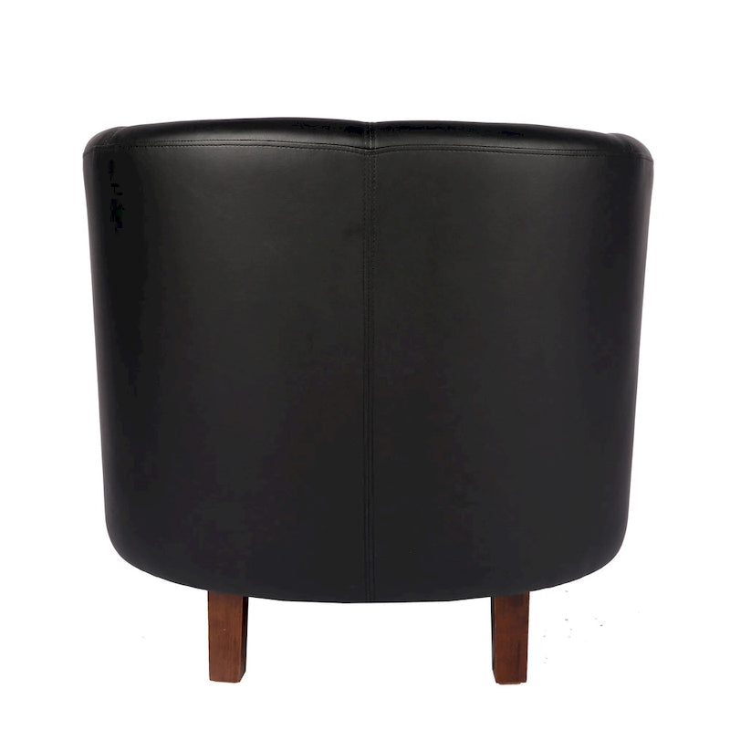 Sillón individual tipo barril de piel sintética con detalles de tachuelas