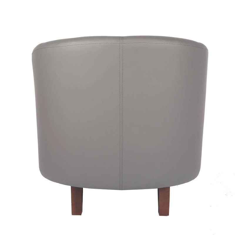 Sillón individual tipo barril de piel sintética con detalles de tachuelas