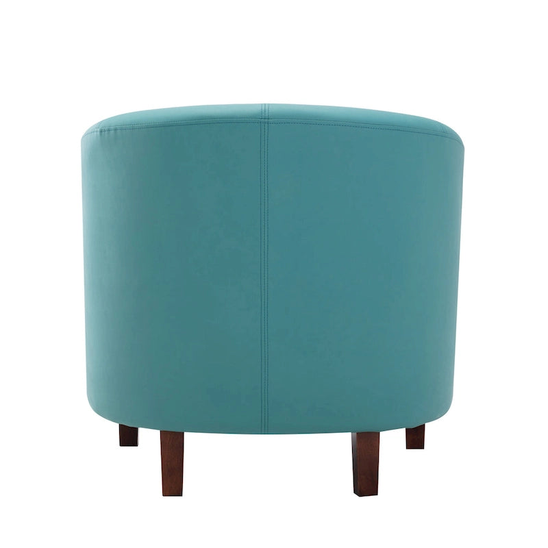 Sillón individual tipo barril de piel sintética con detalles de tachuelas