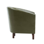 Sillón individual tipo barril de piel sintética con detalles de tachuelas
