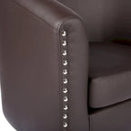 Sillón individual tipo barril de piel sintética con detalles de tachuelas