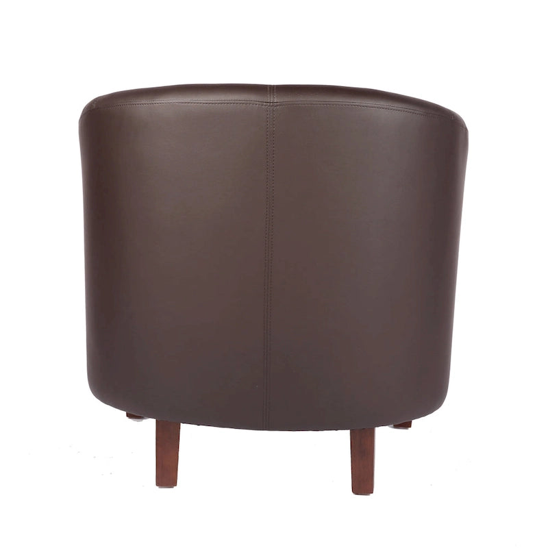 Sillón individual tipo barril de piel sintética con detalles de tachuelas