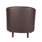 Sillón individual tipo barril de piel sintética con detalles de tachuelas