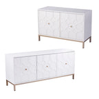Mueble auxiliar de 2 puertas blanco/negro con herrajes dorados, montaje por 1 persona