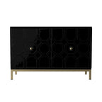 Mueble auxiliar de 2 puertas blanco/negro con herrajes dorados, montaje por 1 persona
