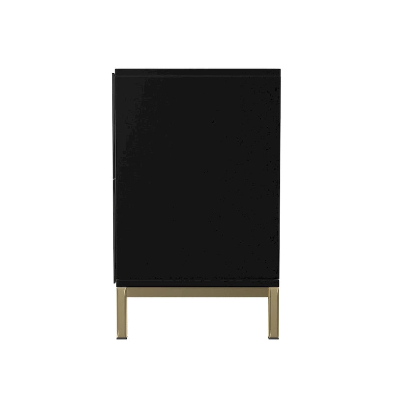 Mueble auxiliar de 2 puertas blanco/negro con herrajes dorados, montaje por 1 persona