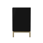 Mueble auxiliar de 2 puertas blanco/negro con herrajes dorados, montaje por 1 persona
