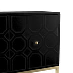 Mueble auxiliar de 2 puertas blanco/negro con herrajes dorados, montaje por 1 persona