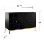 Mueble auxiliar de 2 puertas blanco/negro con herrajes dorados, montaje por 1 persona