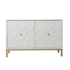 Mueble auxiliar de 2 puertas blanco/negro con herrajes dorados, montaje por 1 persona