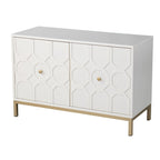 Mueble auxiliar de 2 puertas blanco/negro con herrajes dorados, montaje por 1 persona