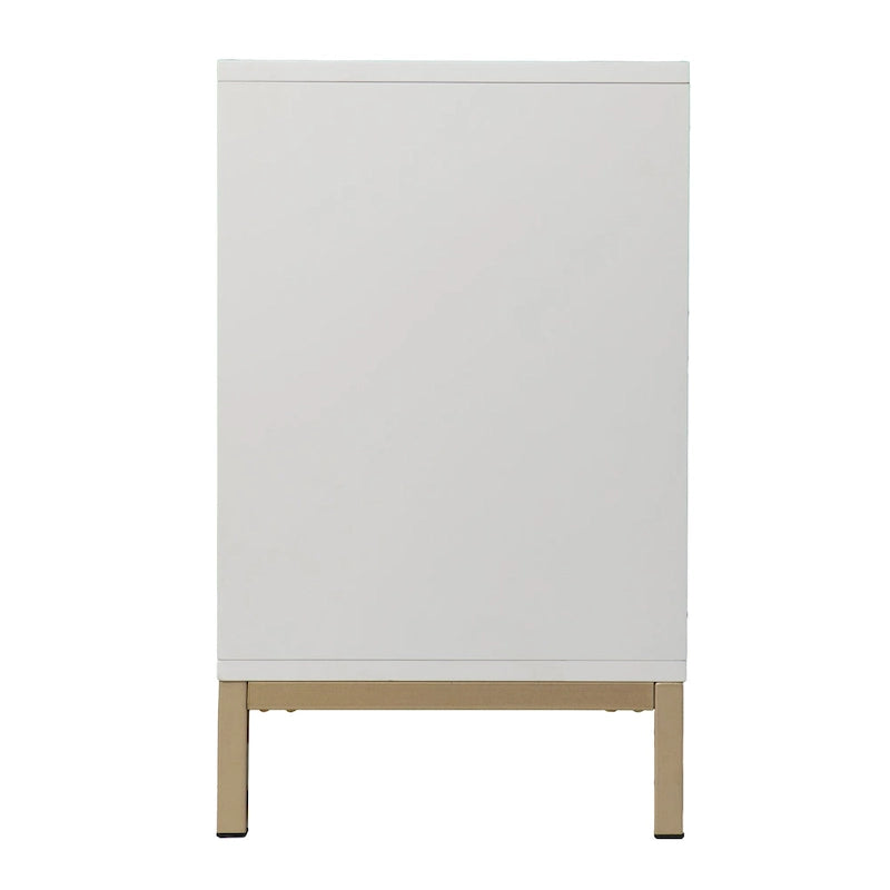Mueble auxiliar de 2 puertas blanco/negro con herrajes dorados, montaje por 1 persona