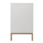 Mueble auxiliar de 2 puertas blanco/negro con herrajes dorados, montaje por 1 persona