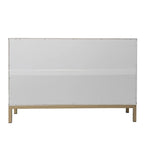 Mueble auxiliar de 2 puertas blanco/negro con herrajes dorados, montaje por 1 persona