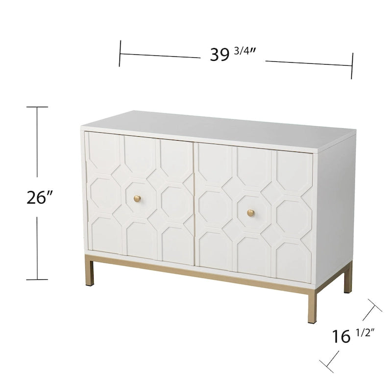 Mueble auxiliar de 2 puertas blanco/negro con herrajes dorados, montaje por 1 persona