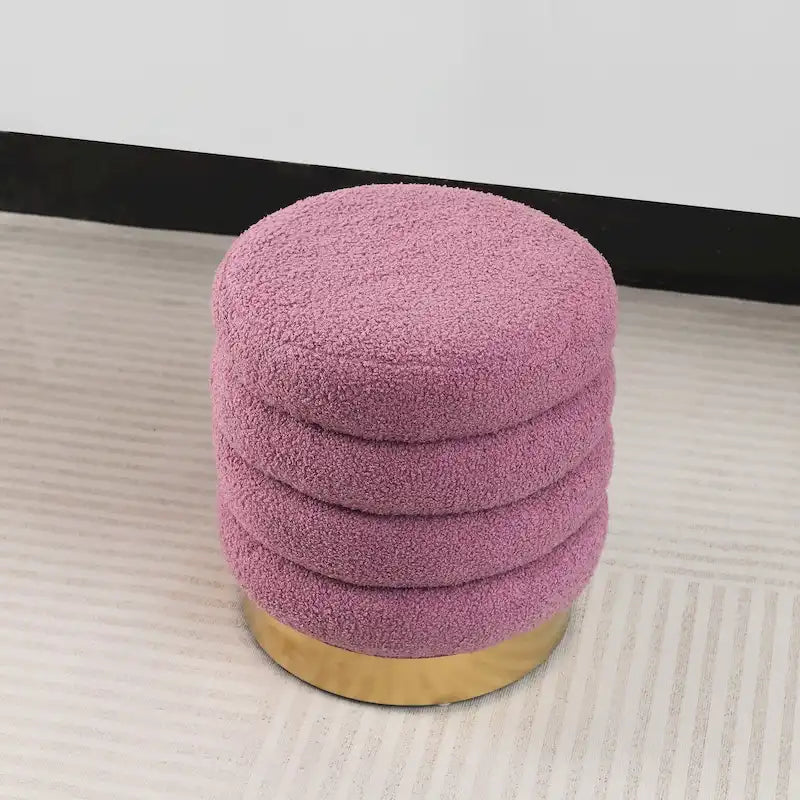 Puf otomano redondo de terciopelo para 1 persona – rosa, gris, naranja, negro (terciopelo y terciopelo de oso)