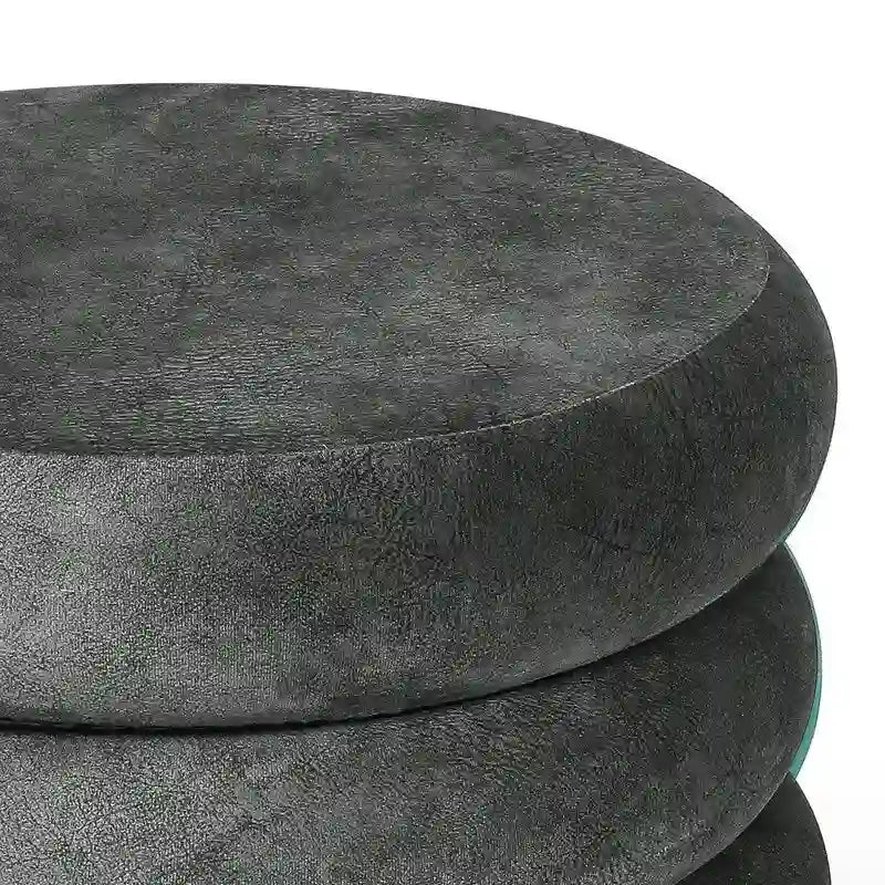 Puf otomano redondo de terciopelo para 1 persona – rosa, gris, naranja, negro (terciopelo y terciopelo de oso)