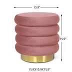 Puf otomano redondo de terciopelo para 1 persona – rosa, gris, naranja, negro (terciopelo y terciopelo de oso)