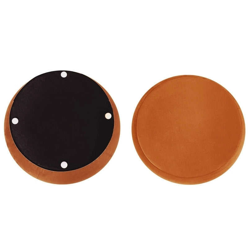 Puf otomano redondo de terciopelo para 1 persona – rosa, gris, naranja, negro (terciopelo y terciopelo de oso)