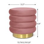 Puf otomano redondo de terciopelo para 1 persona – rosa, gris, naranja, negro (terciopelo y terciopelo de oso)