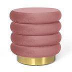 Puf otomano redondo de terciopelo para 1 persona – rosa, gris, naranja, negro (terciopelo y terciopelo de oso)
