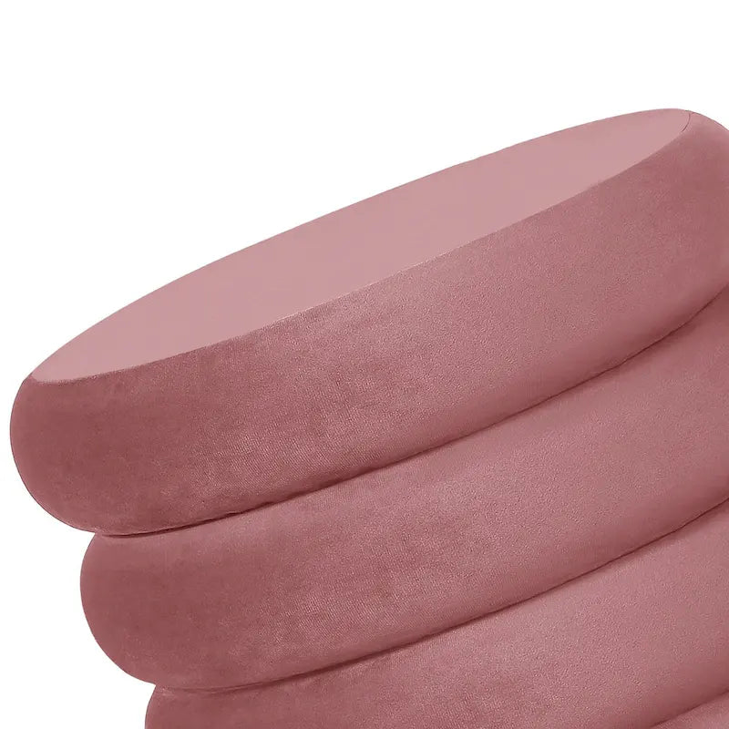 Puf otomano redondo de terciopelo para 1 persona – rosa, gris, naranja, negro (terciopelo y terciopelo de oso)