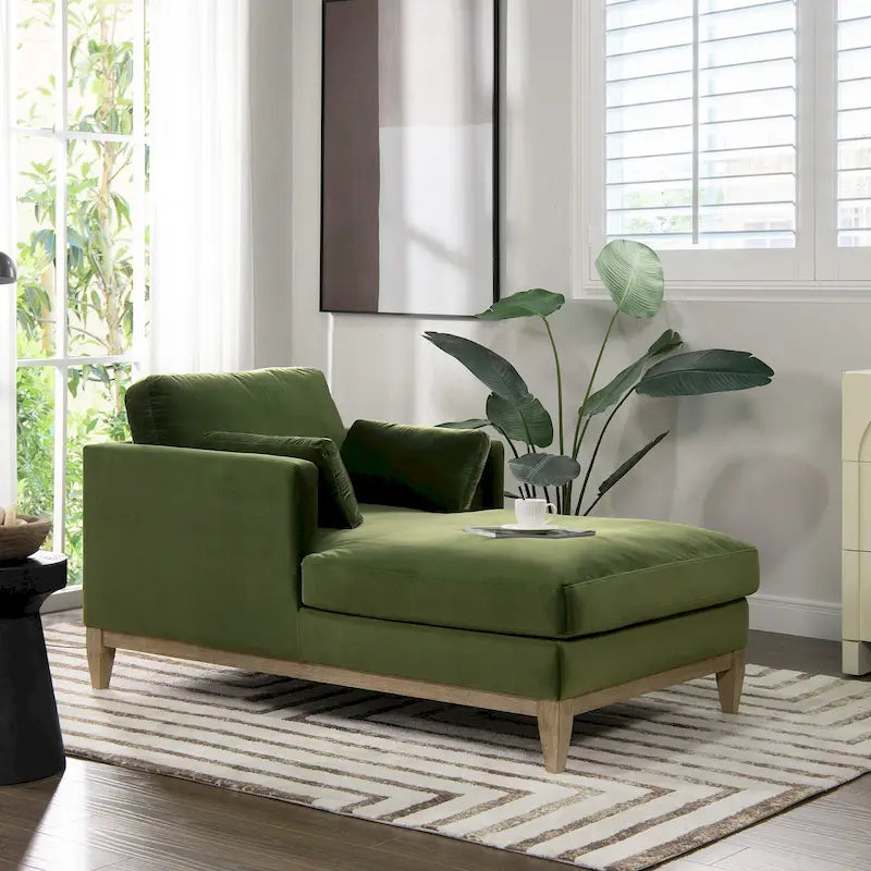 Diván de terciopelo de alto rendimiento verde oliva / beige francés / marrón oscuro, 1 asiento