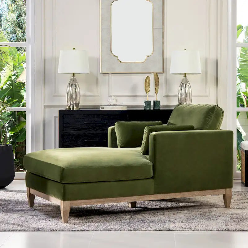 Diván de terciopelo de alto rendimiento verde oliva / beige francés / marrón oscuro, 1 asiento
