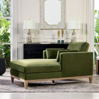 Diván de terciopelo de alto rendimiento verde oliva / beige francés / marrón oscuro, 1 asiento