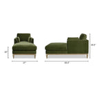 Diván de terciopelo de alto rendimiento verde oliva / beige francés / marrón oscuro, 1 asiento