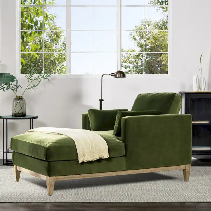 Diván de terciopelo de alto rendimiento verde oliva / beige francés / marrón oscuro, 1 asiento