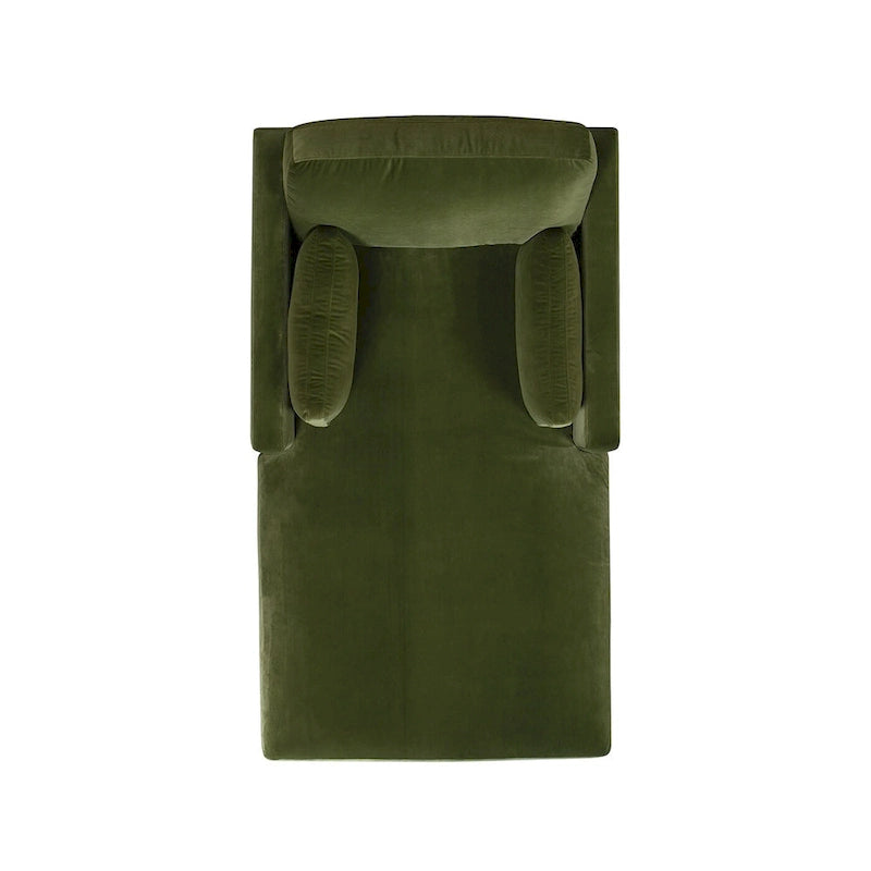 Diván de terciopelo de alto rendimiento verde oliva / beige francés / marrón oscuro, 1 asiento
