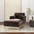 Diván de terciopelo de alto rendimiento verde oliva / beige francés / marrón oscuro, 1 asiento