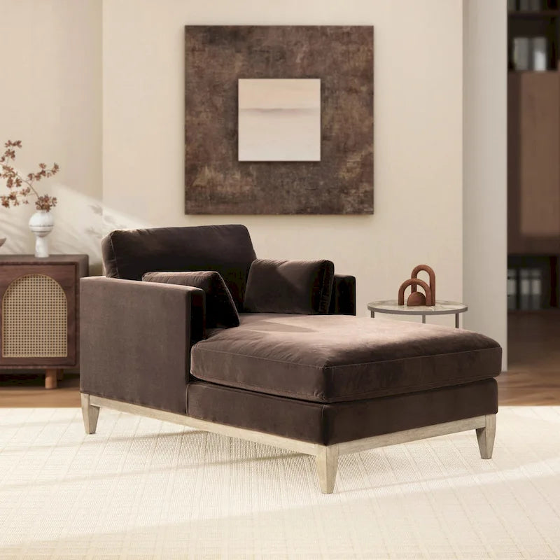 Diván de terciopelo de alto rendimiento verde oliva / beige francés / marrón oscuro, 1 asiento