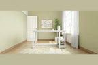 Escritorio de madera natural / blanco / gris / arcilla con 2 estantes, individual, 120-140 cm