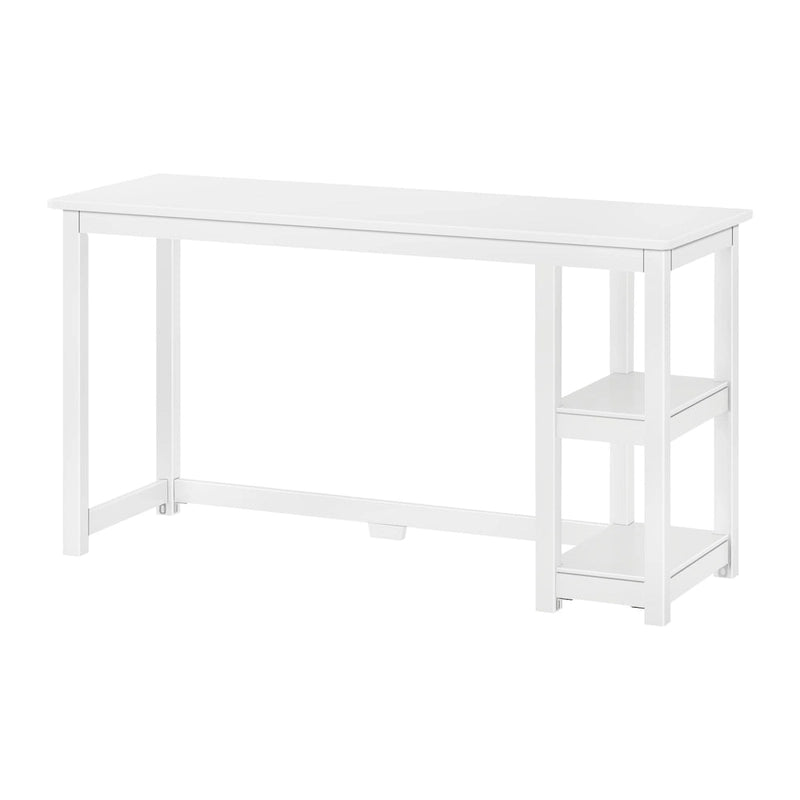 Escritorio de madera natural / blanco / gris / arcilla con 2 estantes, individual, 120-140 cm