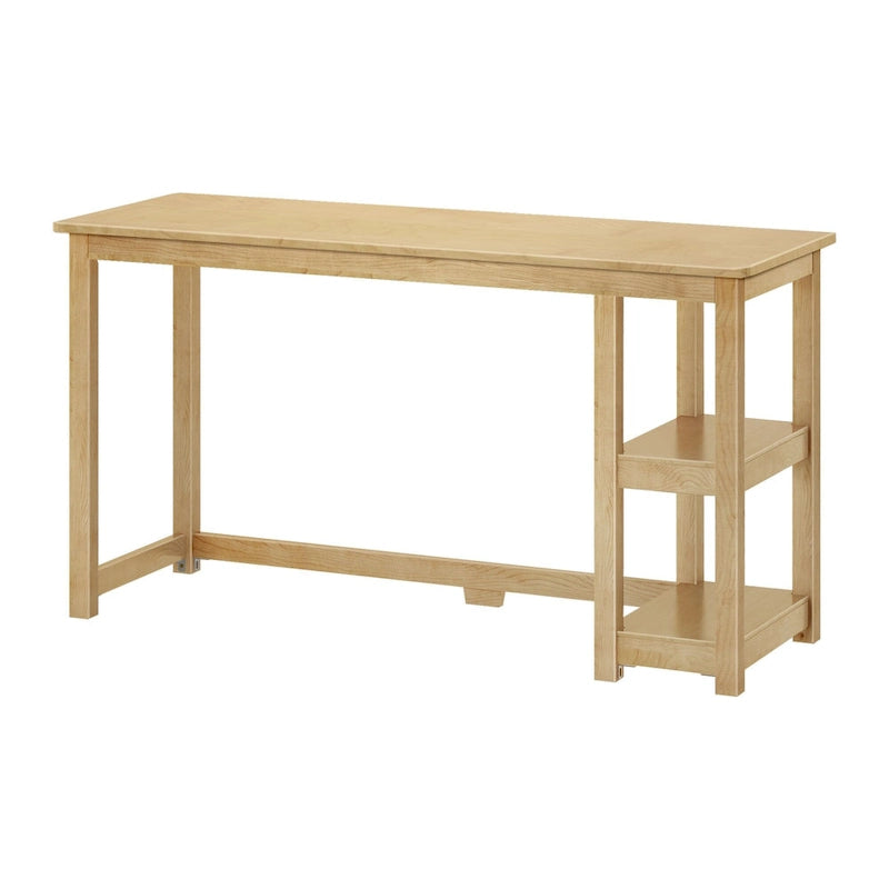 Escritorio de madera natural / blanco / gris / arcilla con 2 estantes, individual, 120-140 cm