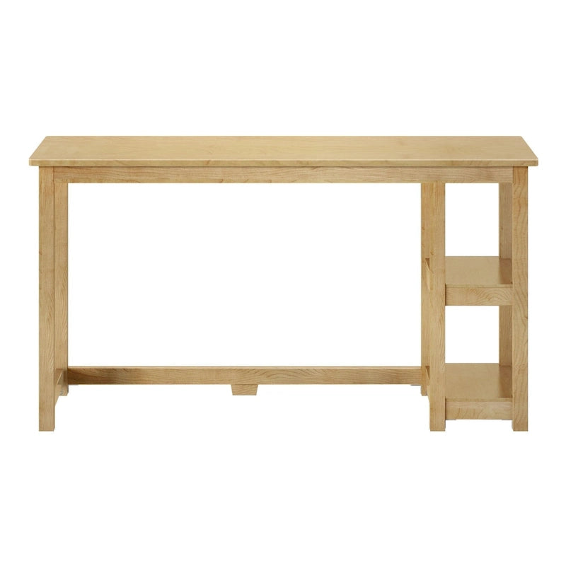 Escritorio de madera natural / blanco / gris / arcilla con 2 estantes, individual, 120-140 cm