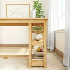 Escritorio de madera natural / blanco / gris / arcilla con 2 estantes, individual, 120-140 cm