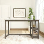 Escritorio de madera natural / blanco / gris / arcilla con 2 estantes, individual, 120-140 cm
