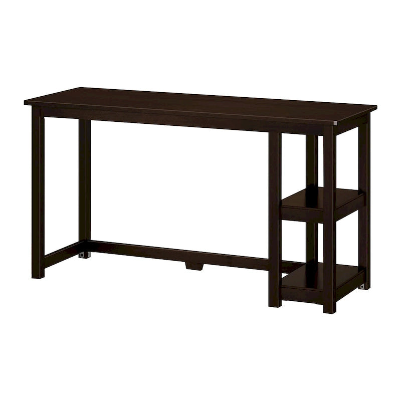 Escritorio de madera natural / blanco / gris / arcilla con 2 estantes, individual, 120-140 cm