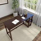 Escritorio de madera natural / blanco / gris / arcilla con 2 estantes, individual, 120-140 cm