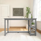 Escritorio de madera natural / blanco / gris / arcilla con 2 estantes, individual, 120-140 cm